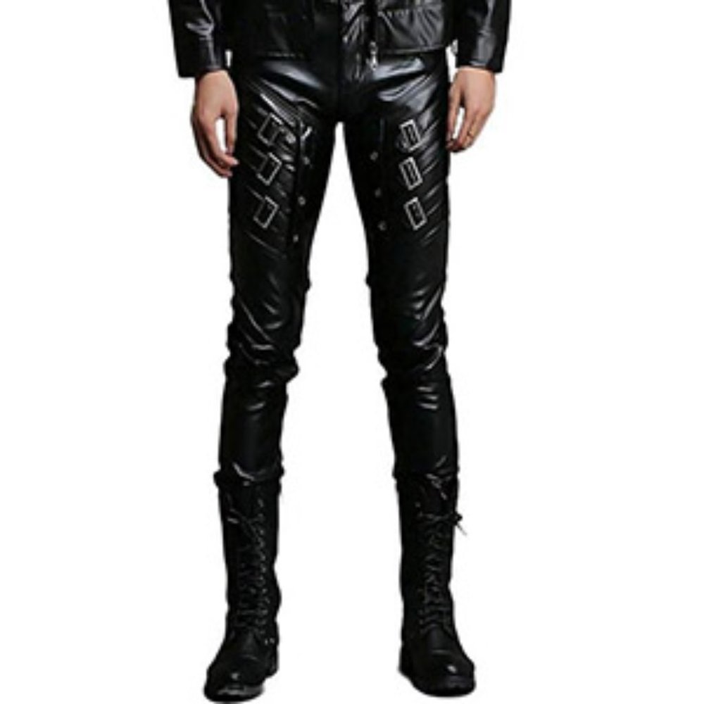 Men's Faux Leather Breathable Motorcycle Pants